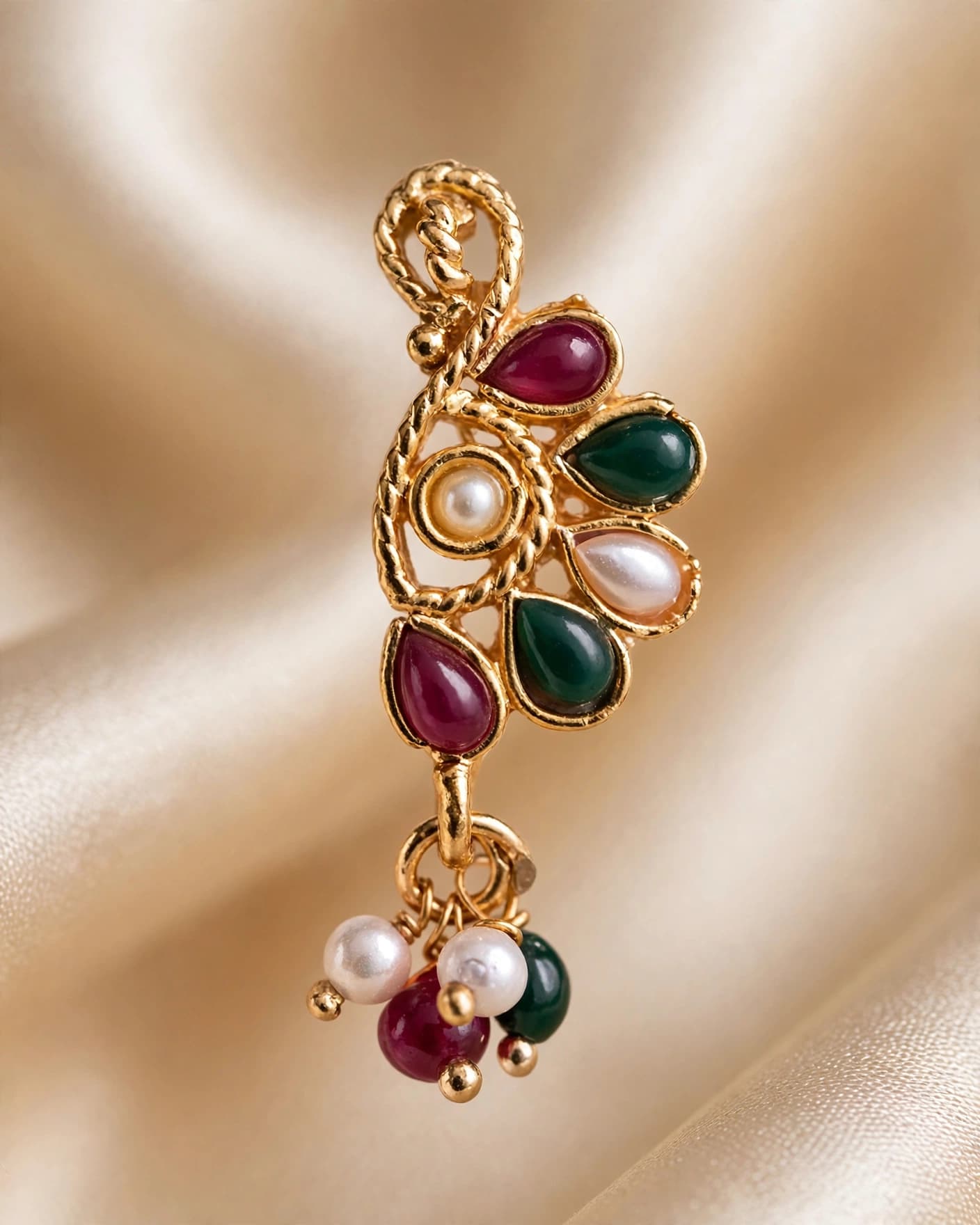 Gulbagh Ruby Emerald Fan Earrings