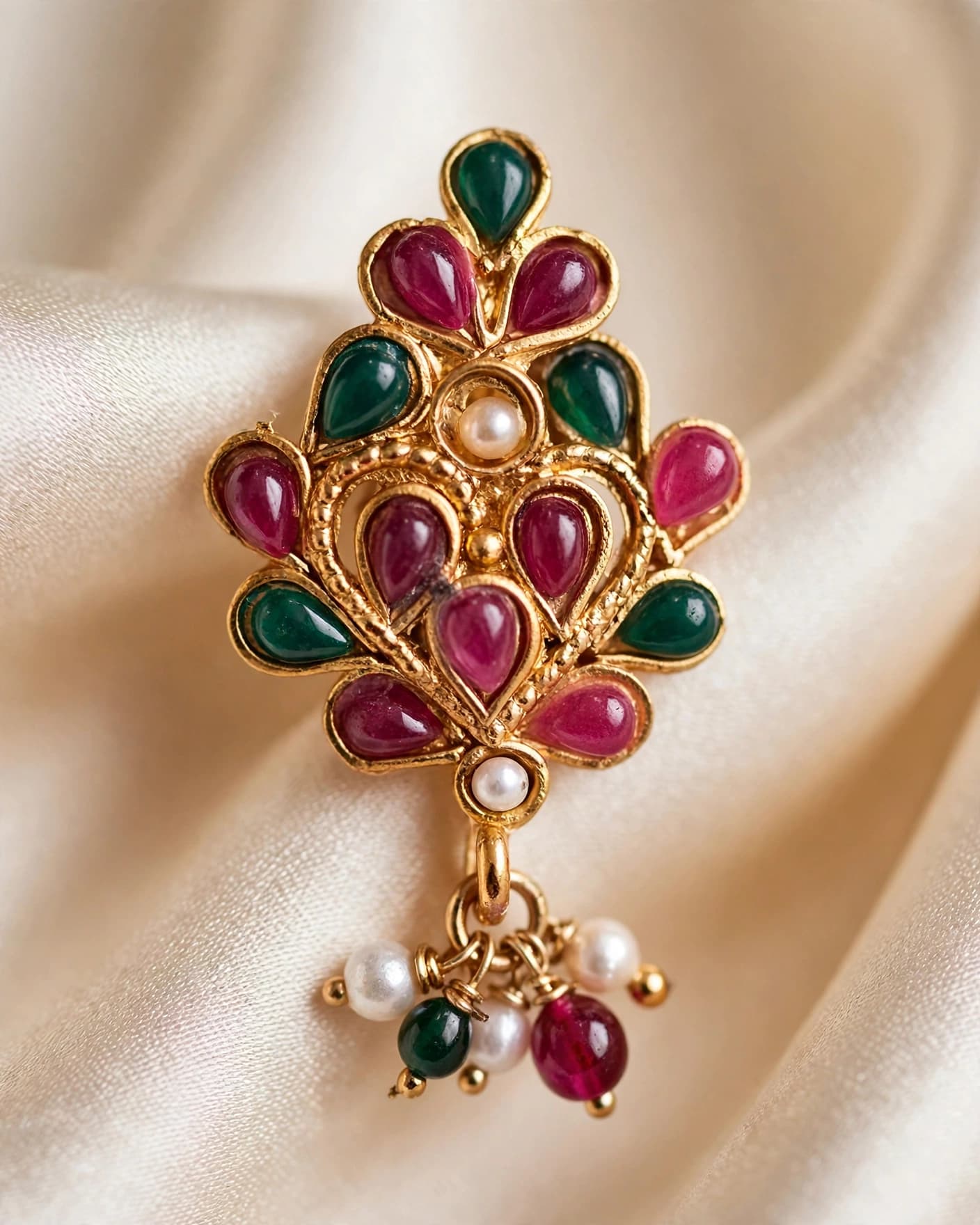 Rangoli Ruby Emerald Stud Earrings