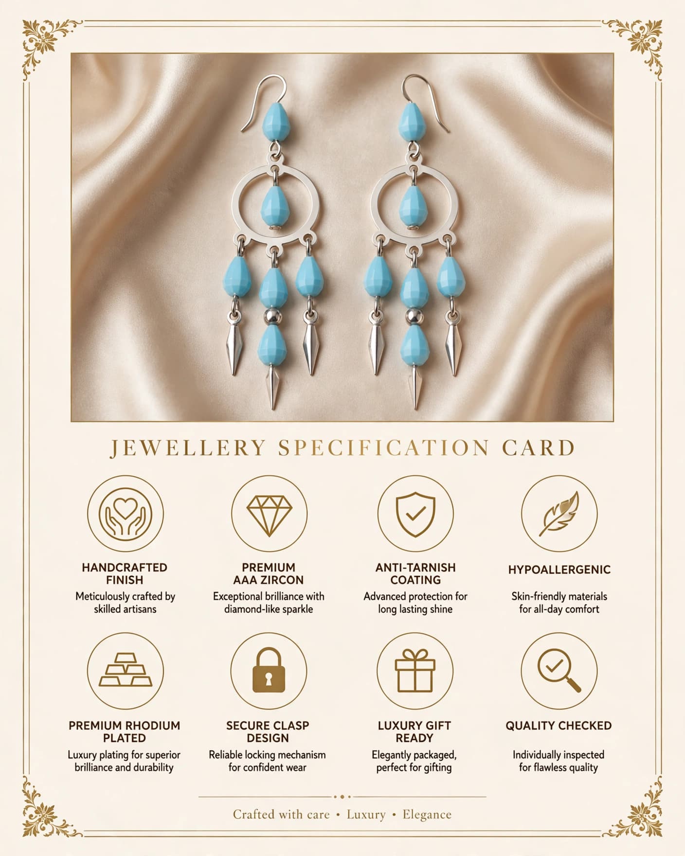 Jalpari Turquoise Chandelier Earrings