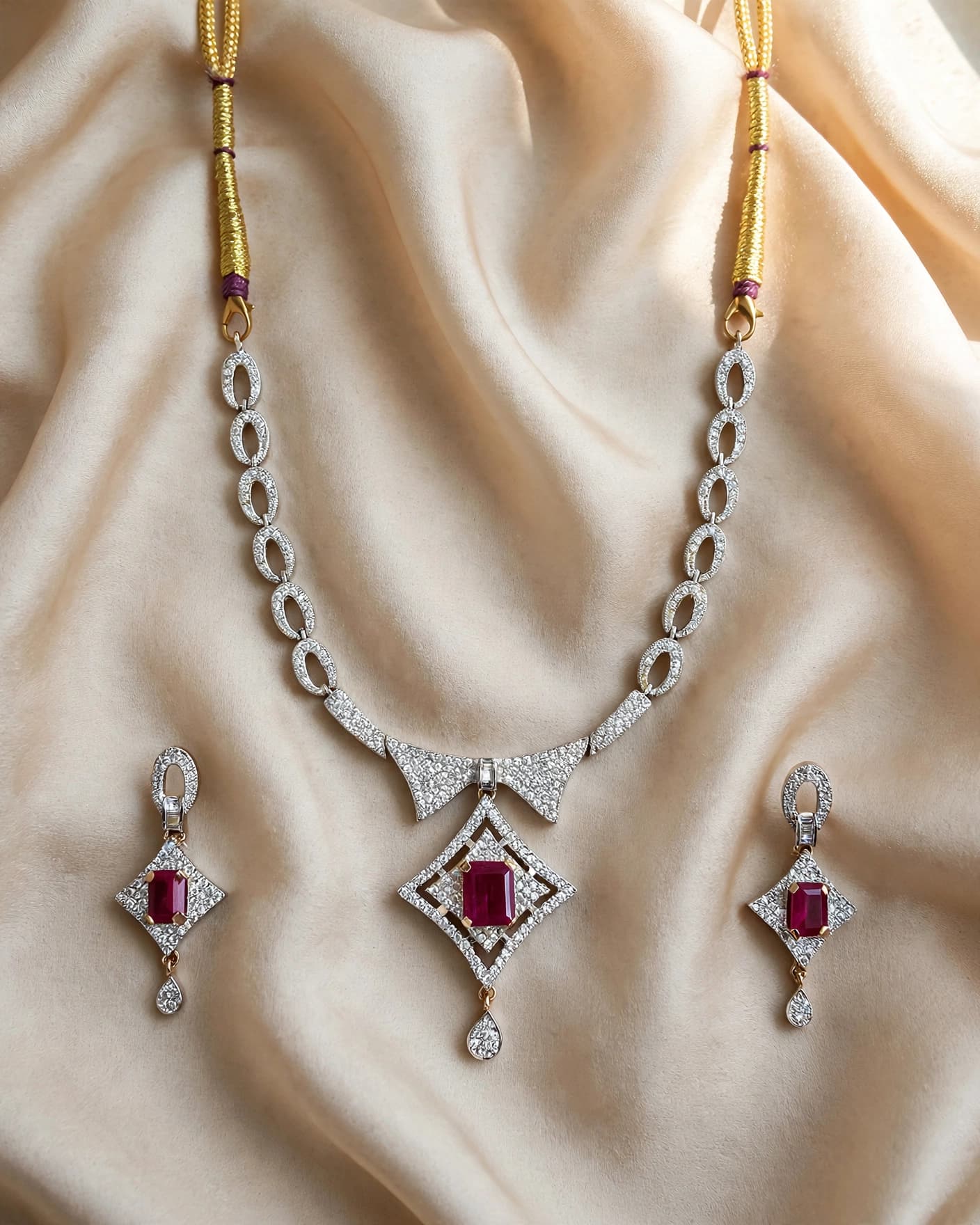 Myra Ruby Deco Necklace Set