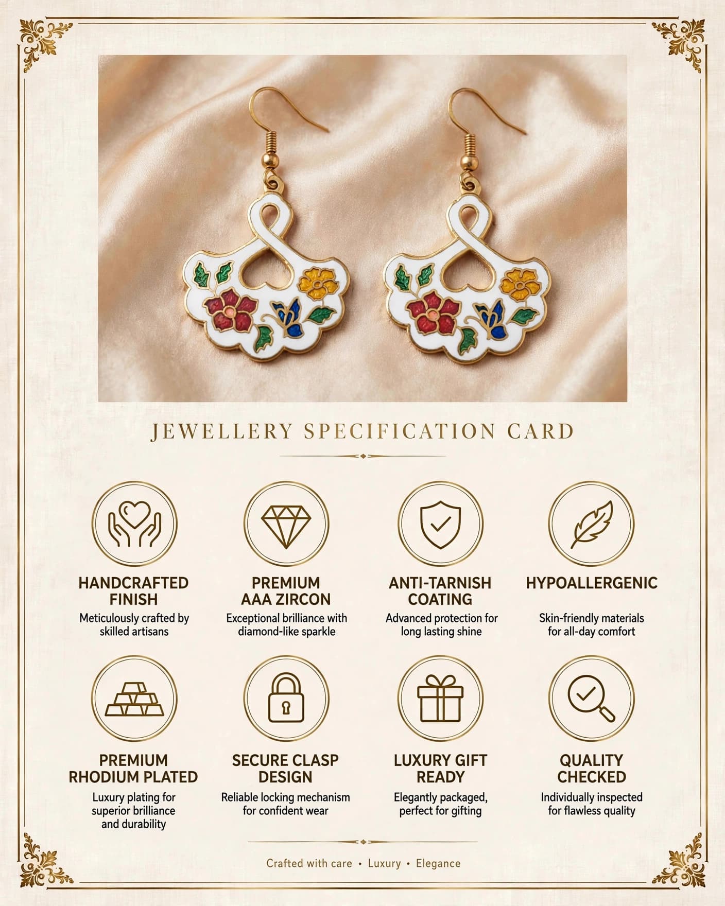 Mogra White Enamel Floral Earrings