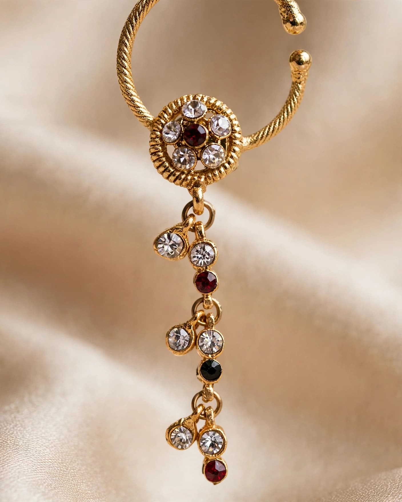 Jharokha Gold Stone-Dangle Nath