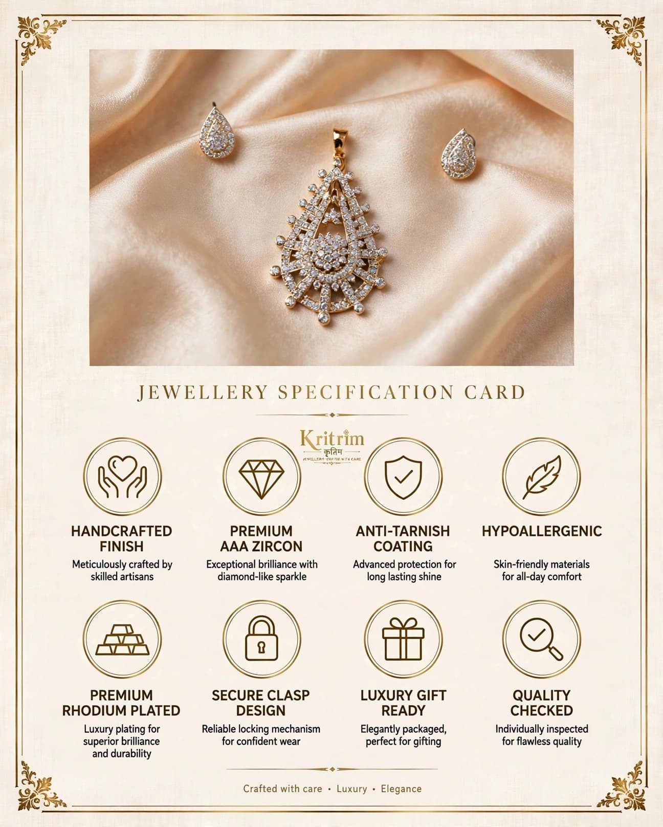 Tara Teardrop CZ Pendant Set