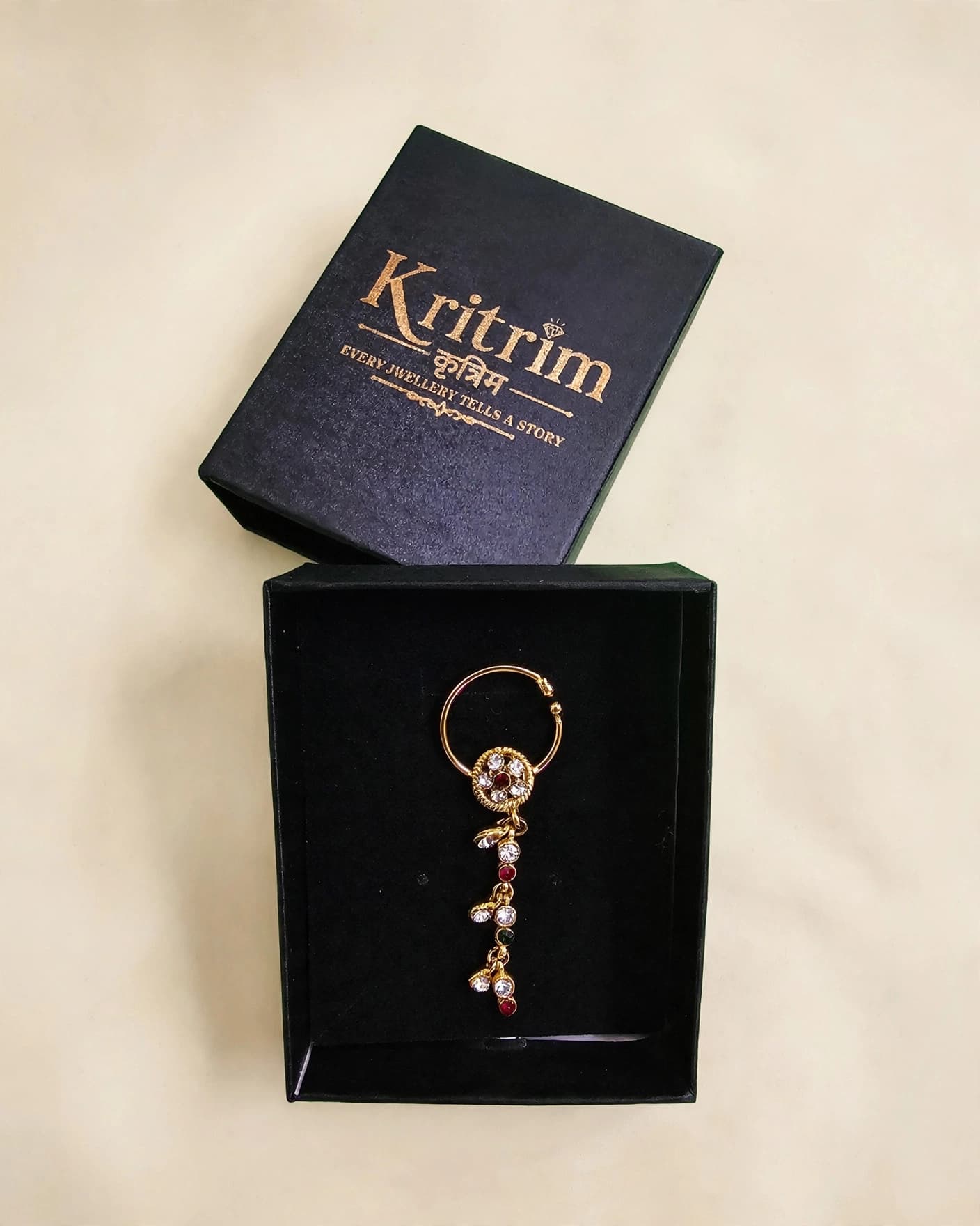 Jharokha Gold Stone-Dangle Nath
