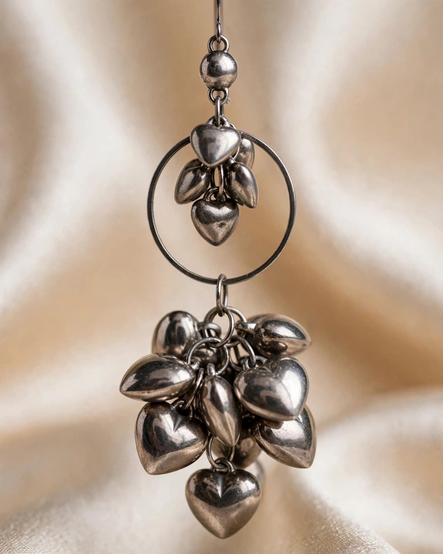 Mohini Oxidised Heart Jhumki