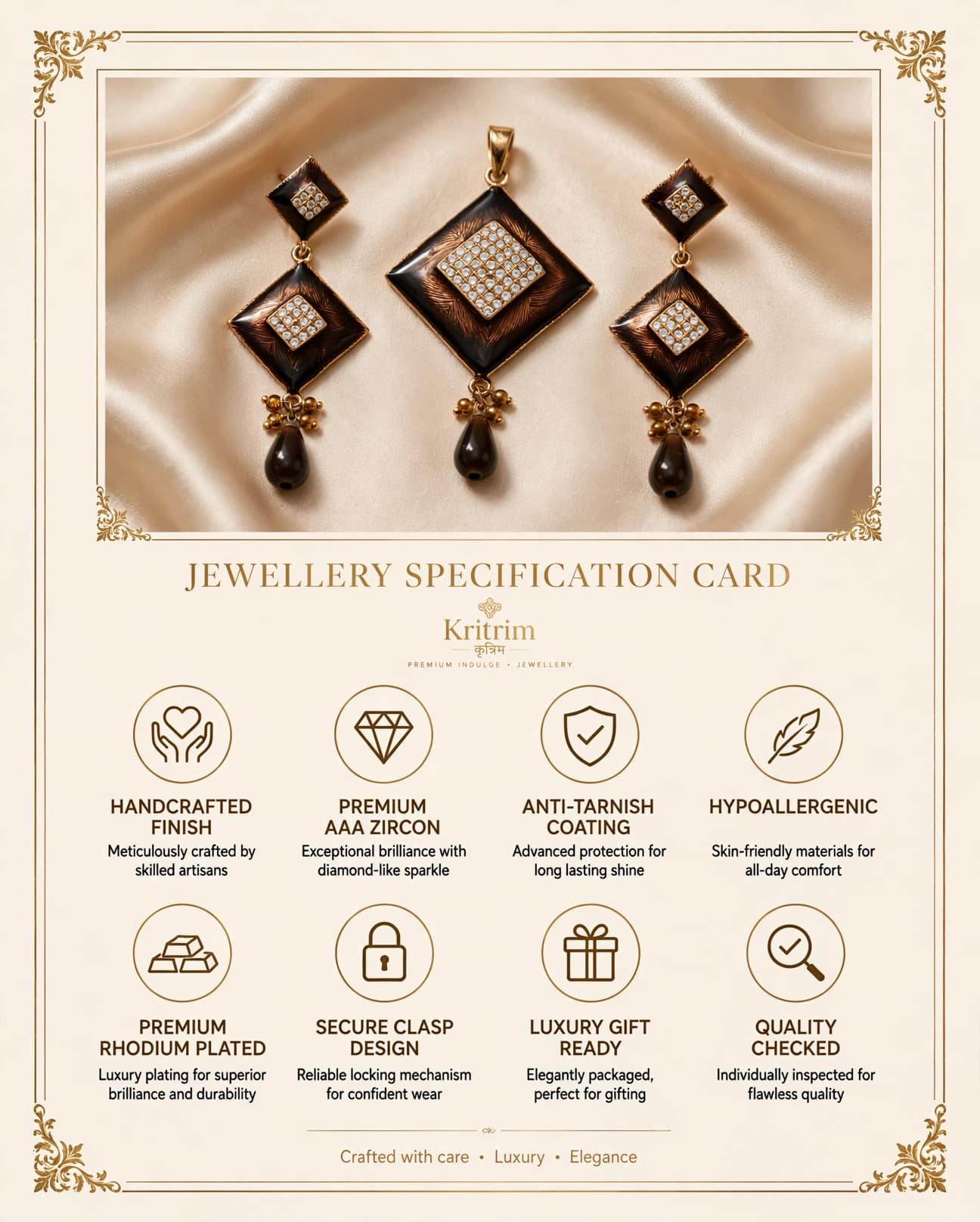 Kaveri Bronze Enamel Pendant Set