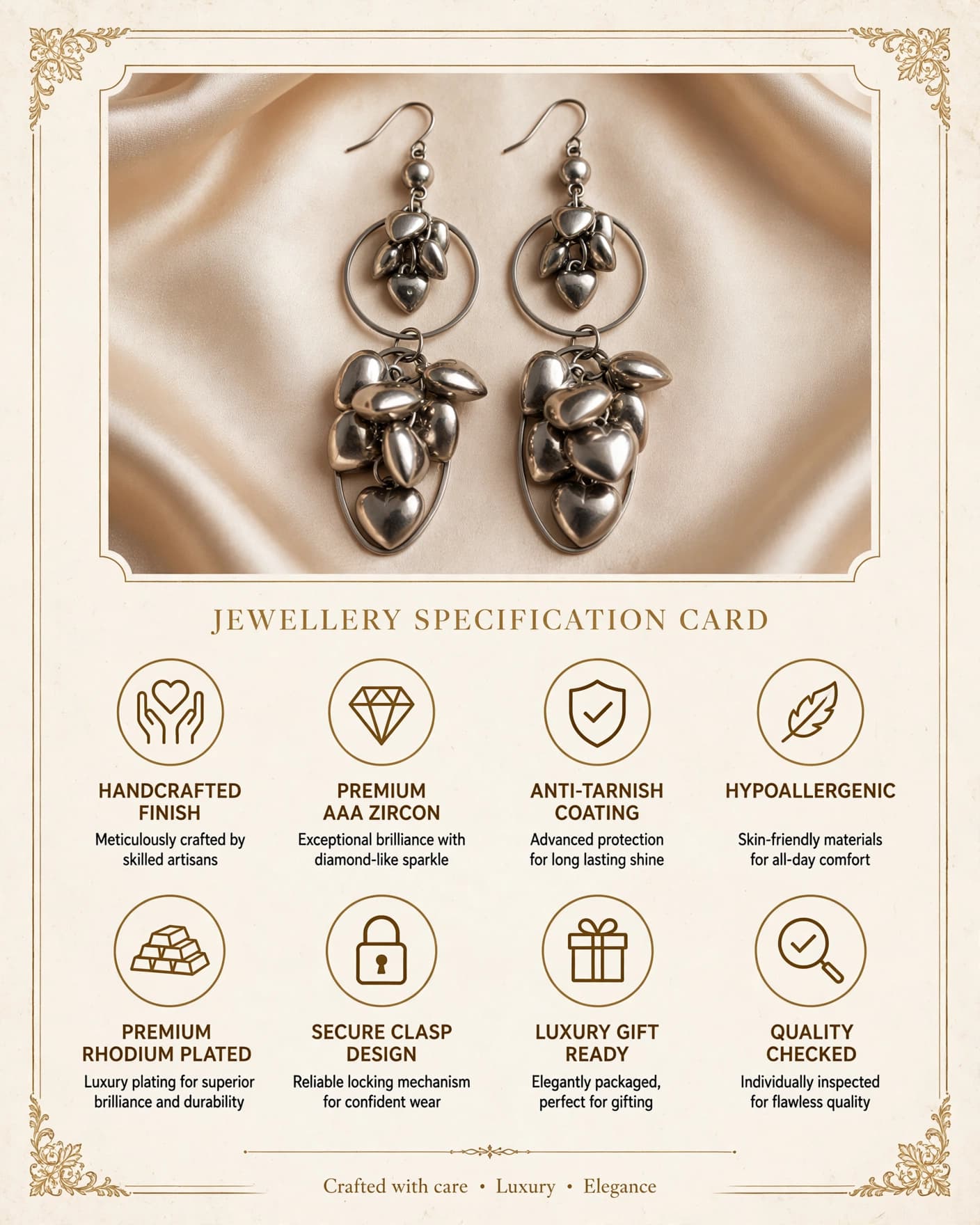 Mohini Oxidised Heart Jhumki