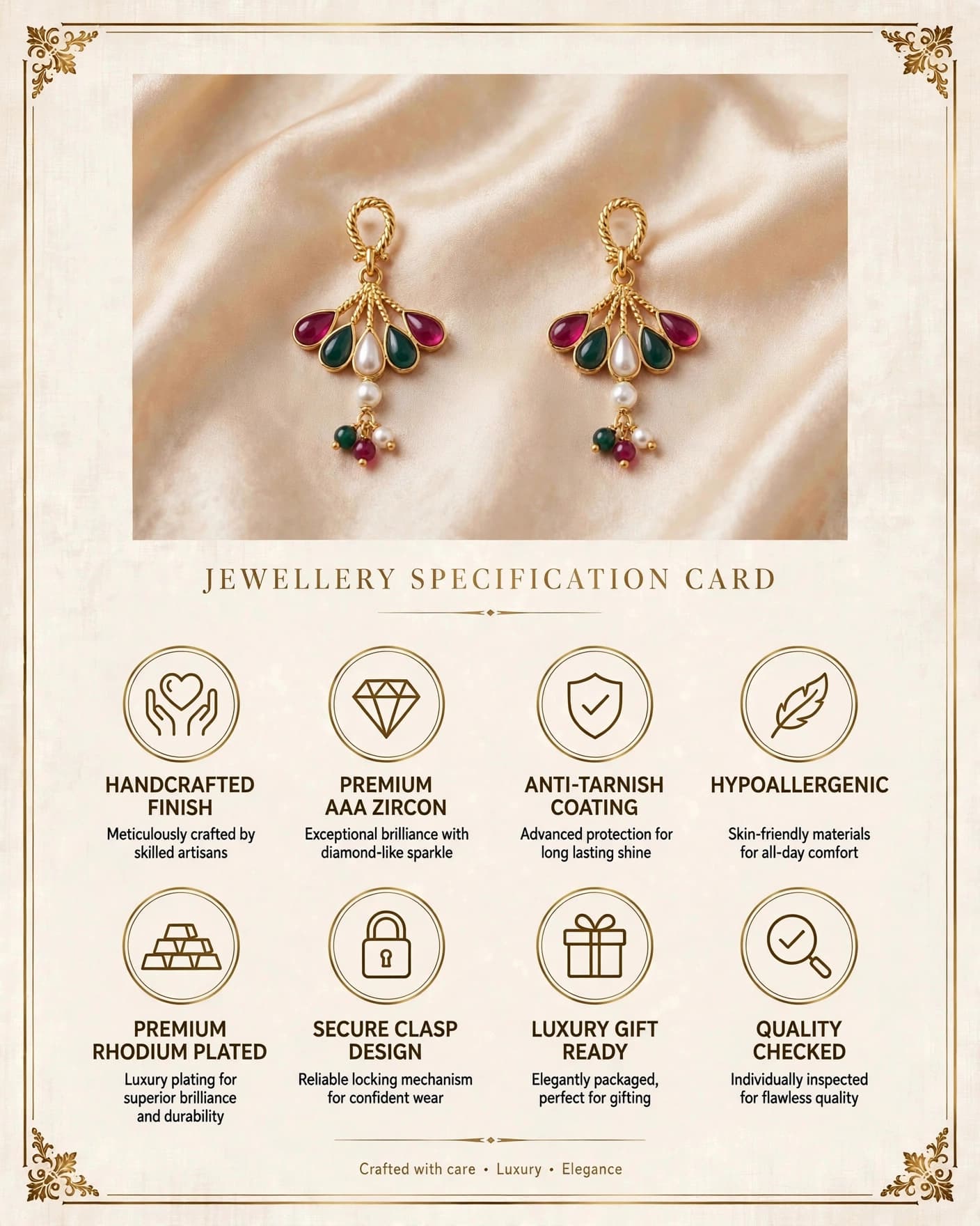 Gulbagh Ruby Emerald Fan Earrings
