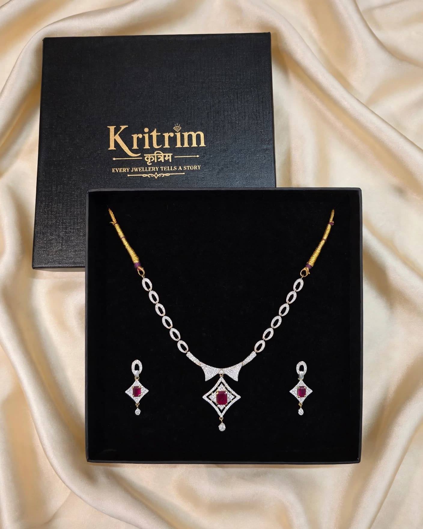 Myra Ruby Deco Necklace Set