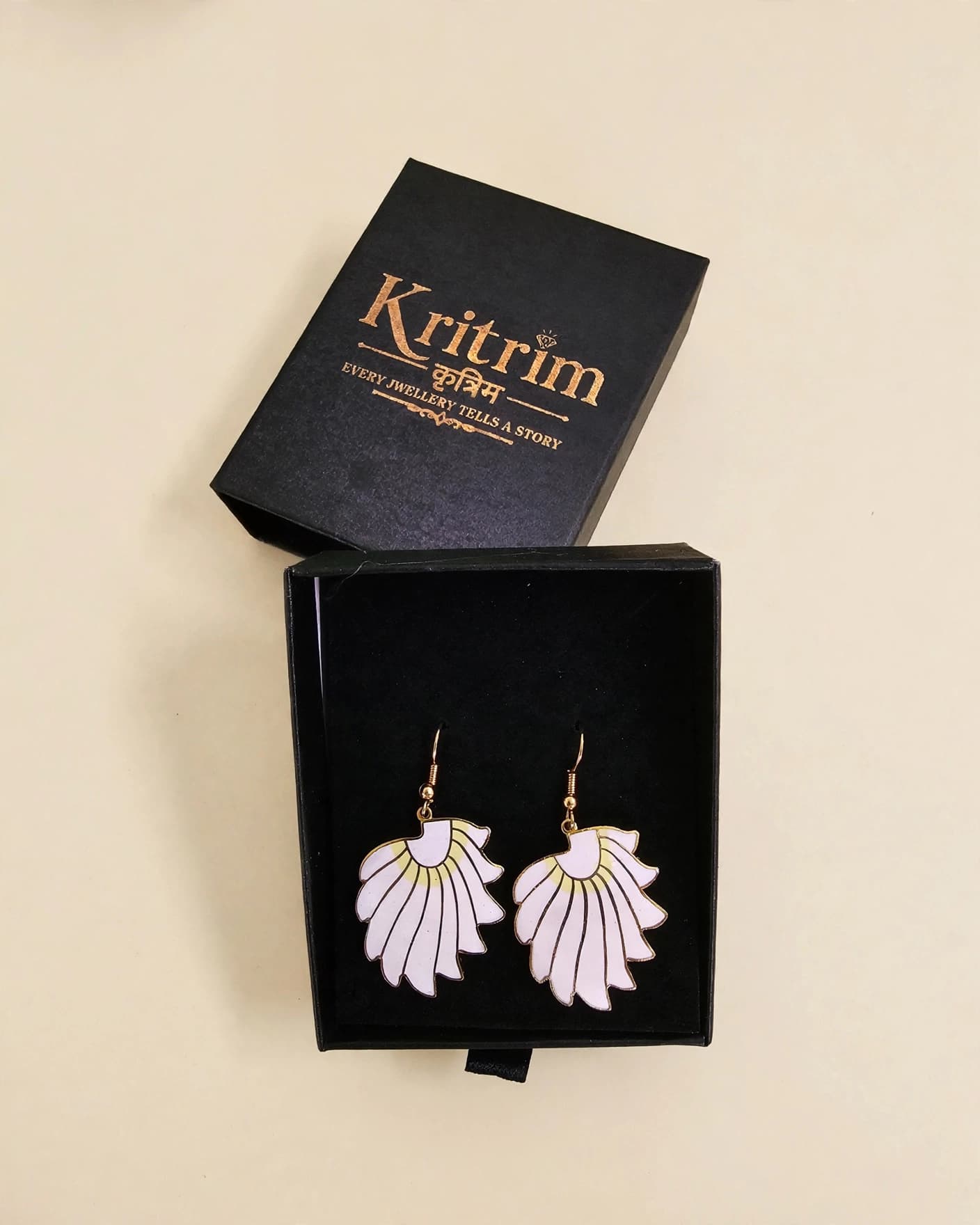 Chandni White Enamel Earrings