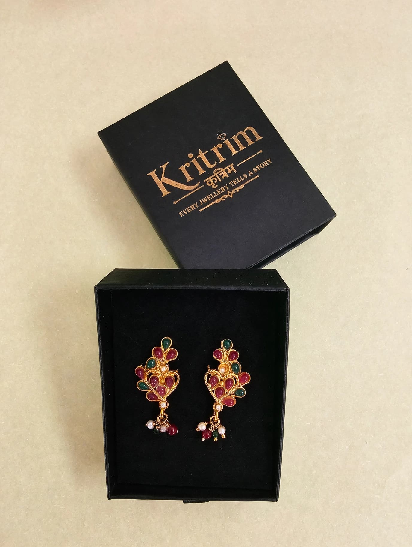 Rangoli Ruby Emerald Stud Earrings