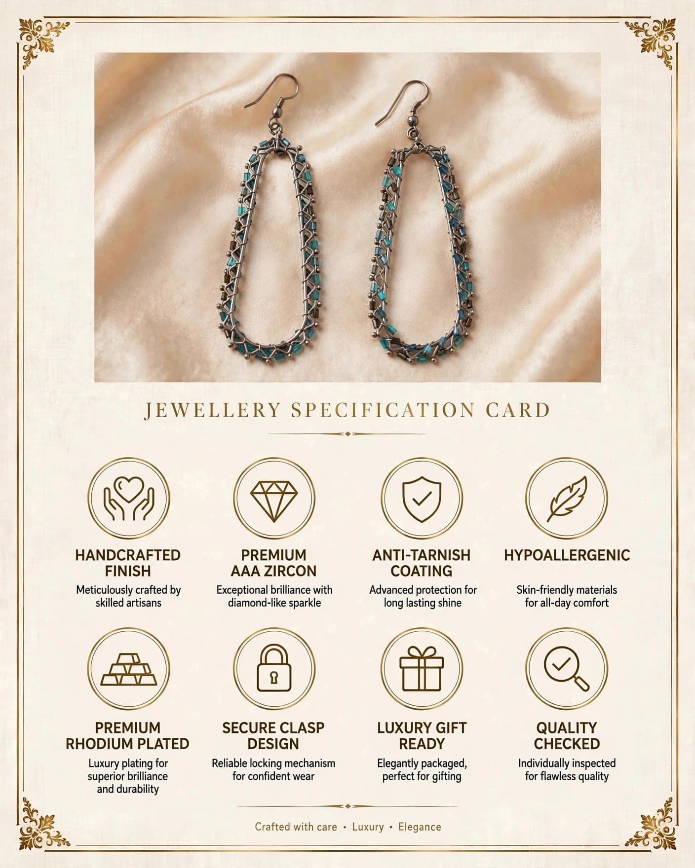 Neelam Teal Rectangle Hoops