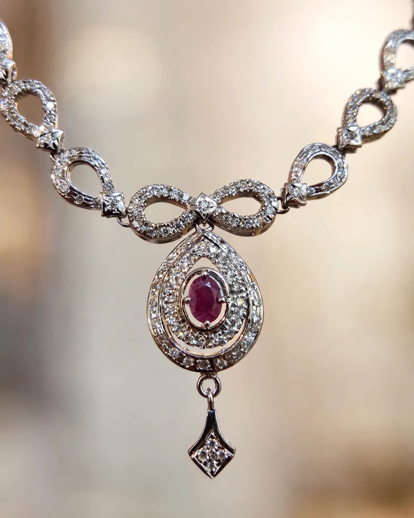 Ishani Ruby Teardrop Necklace Set