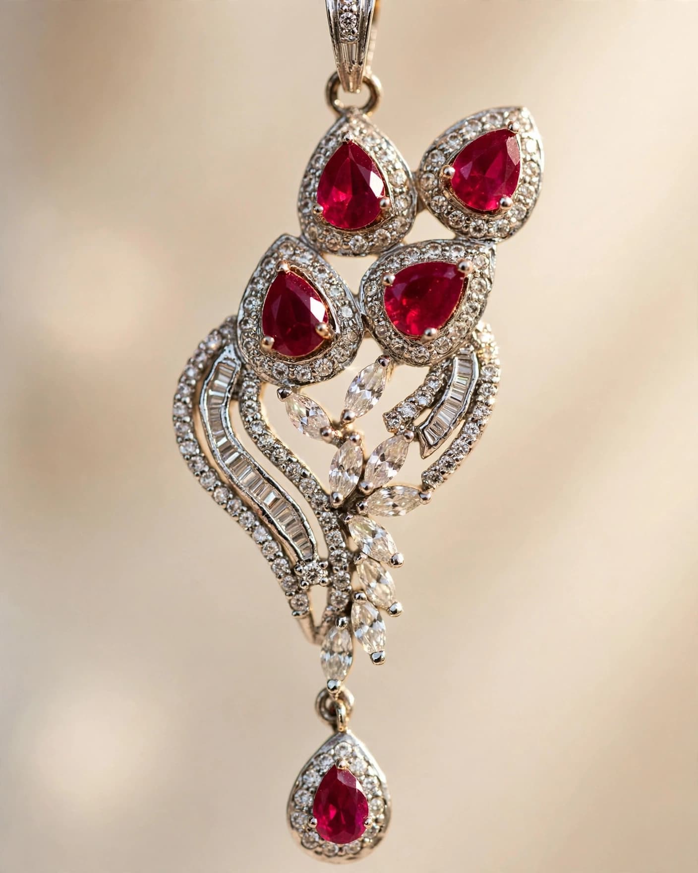Rubaani Ruby Victorian Pendant Set