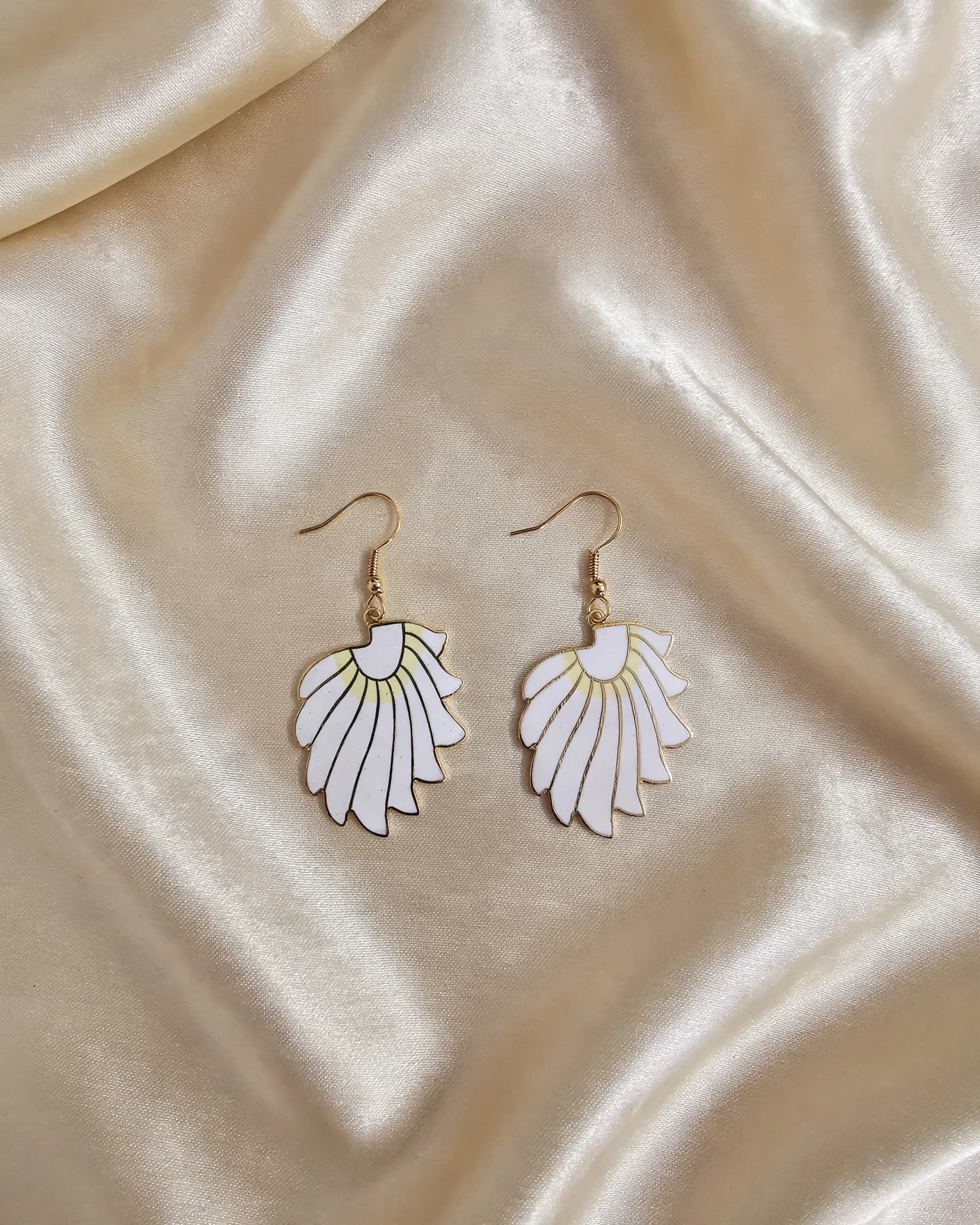 Chandni White Enamel Earrings