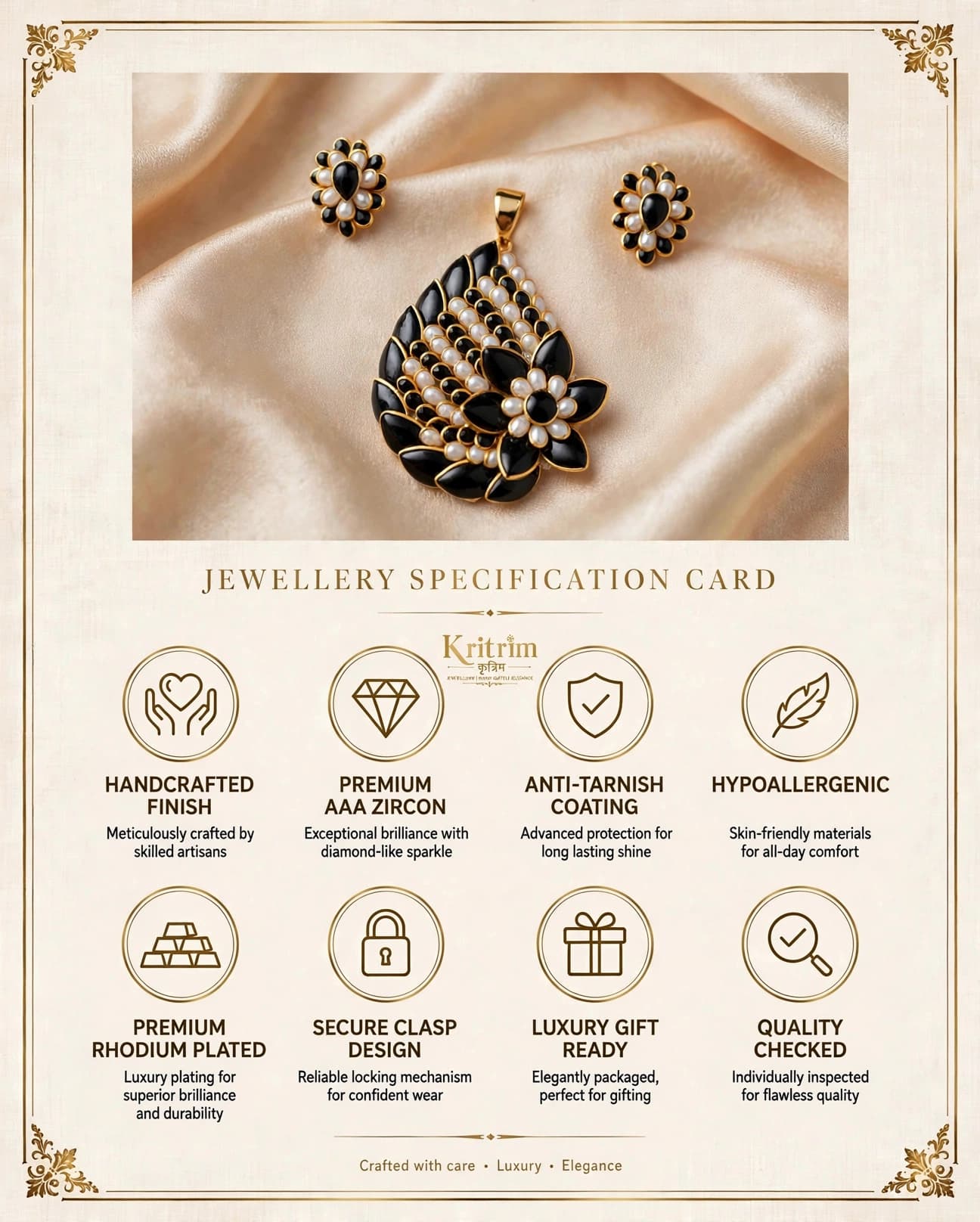 Nisha Onyx Pearl Pendant Set
