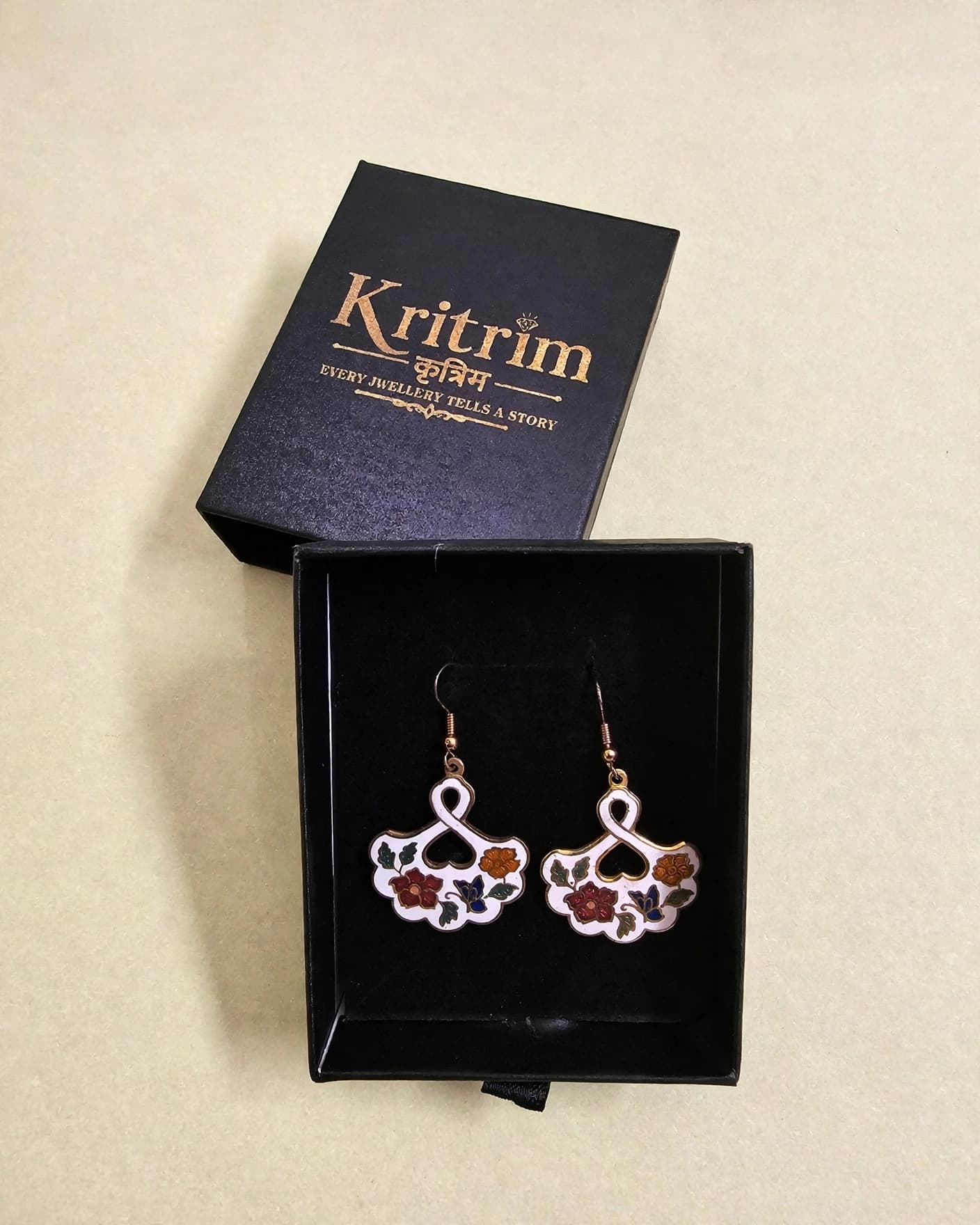 Mogra White Enamel Floral Earrings