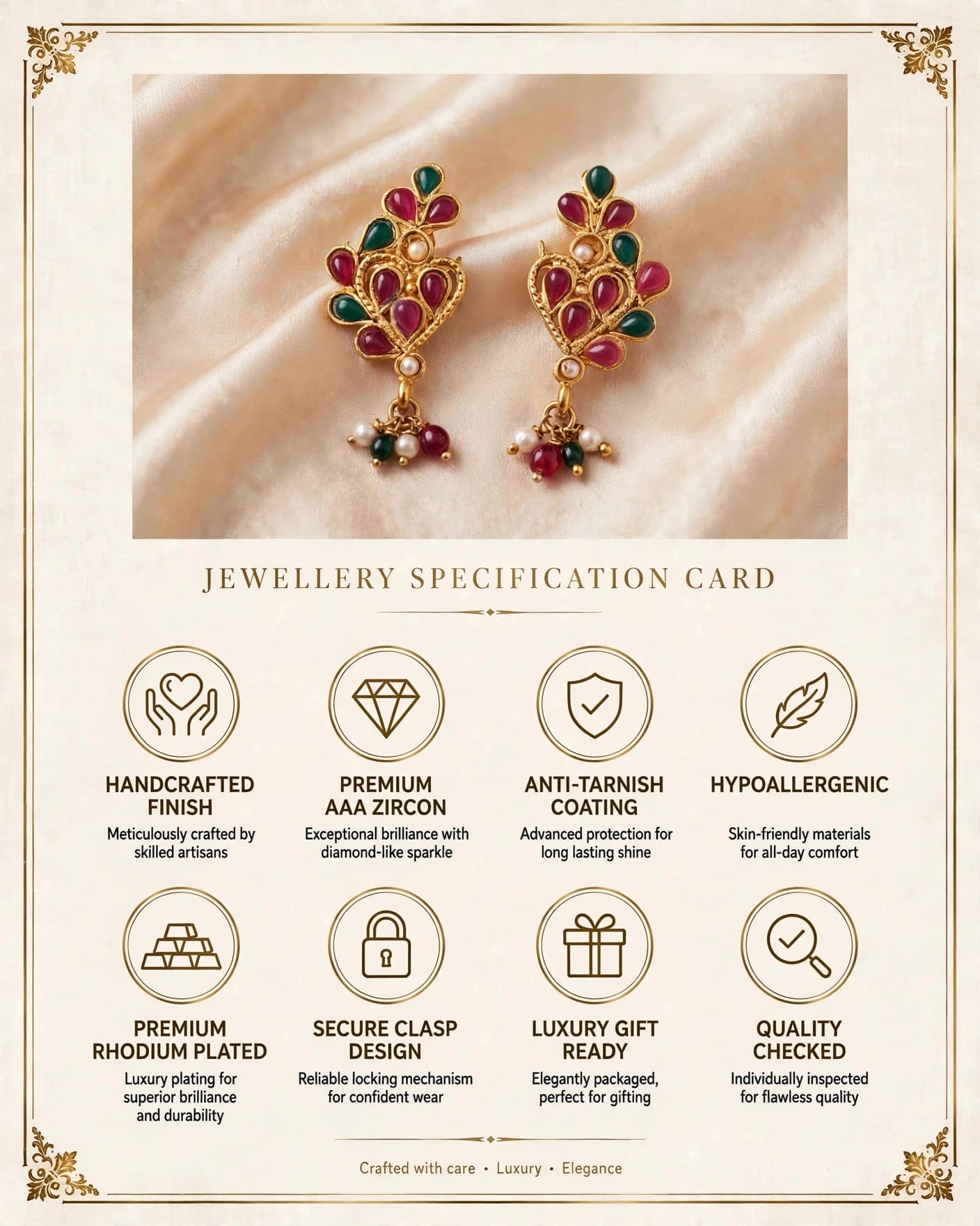 Rangoli Ruby Emerald Stud Earrings