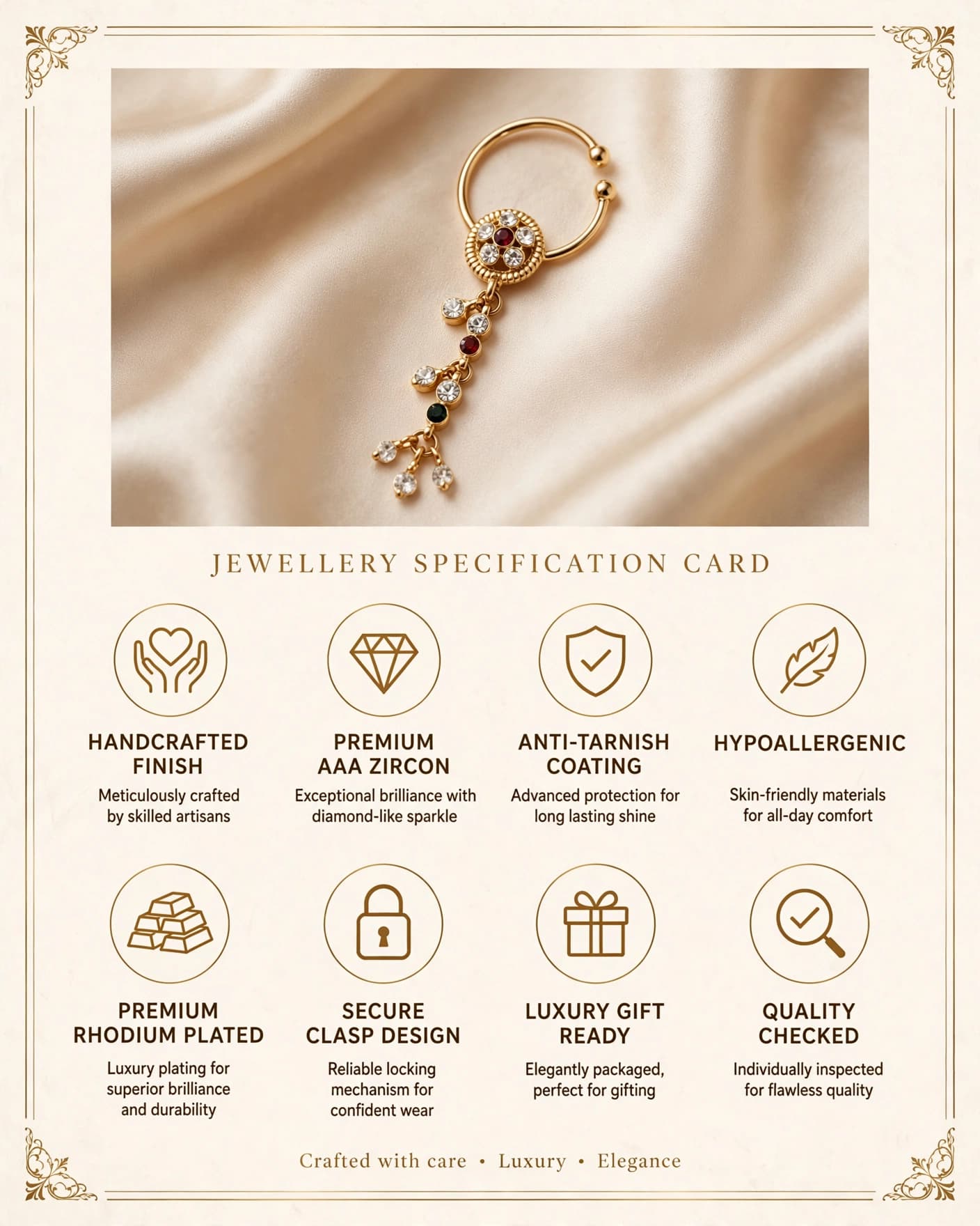 Jharokha Gold Stone-Dangle Nath