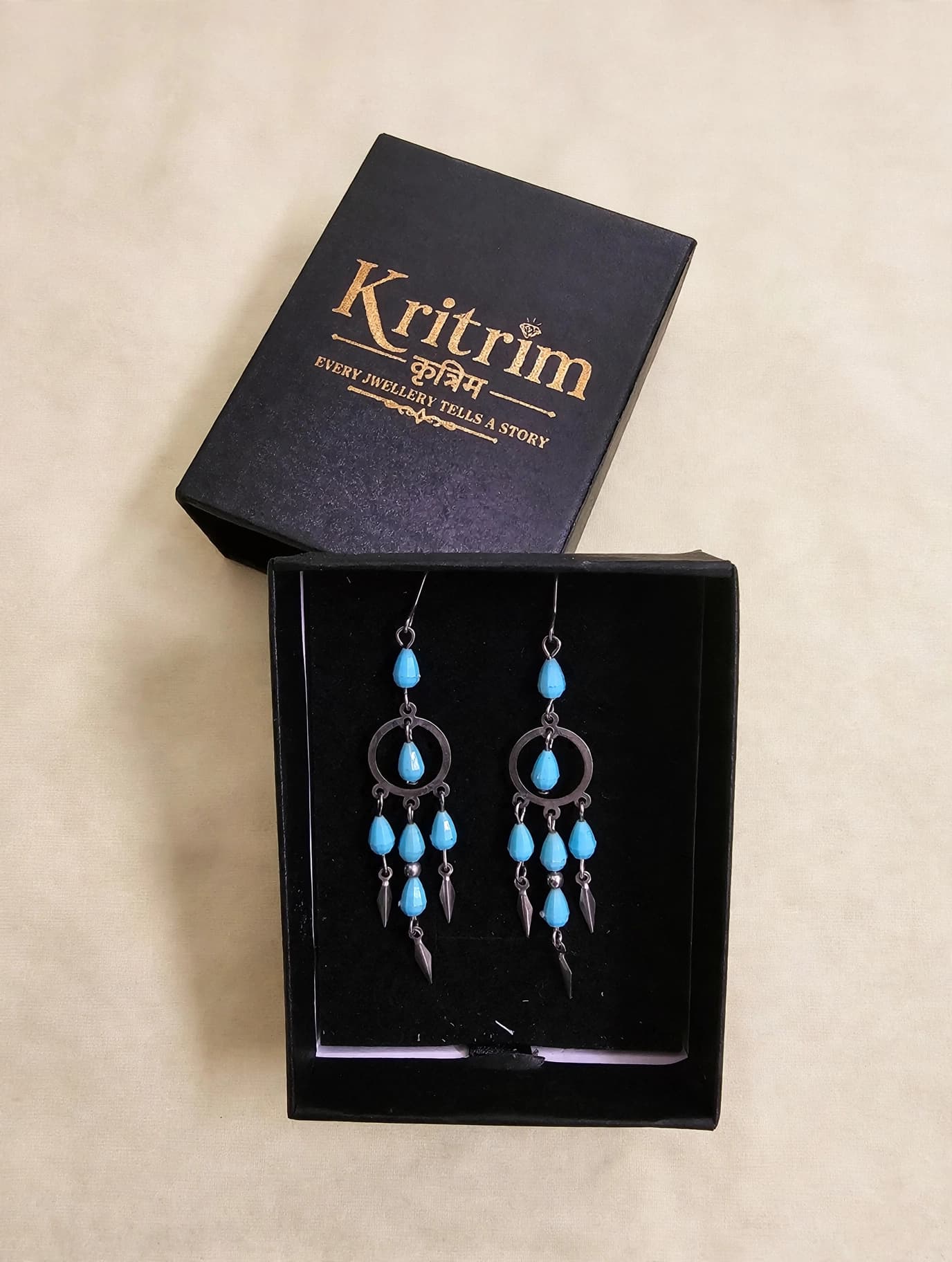 Jalpari Turquoise Chandelier Earrings