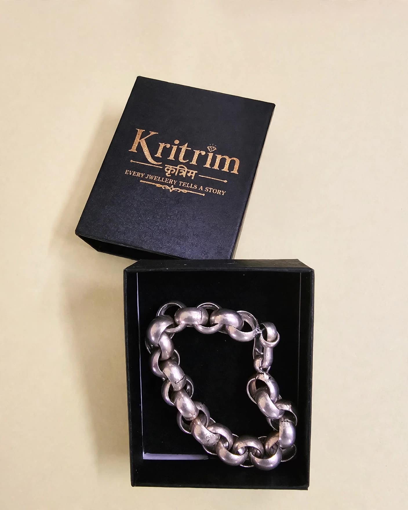 Rudra Oxidised Rolo Bracelet
