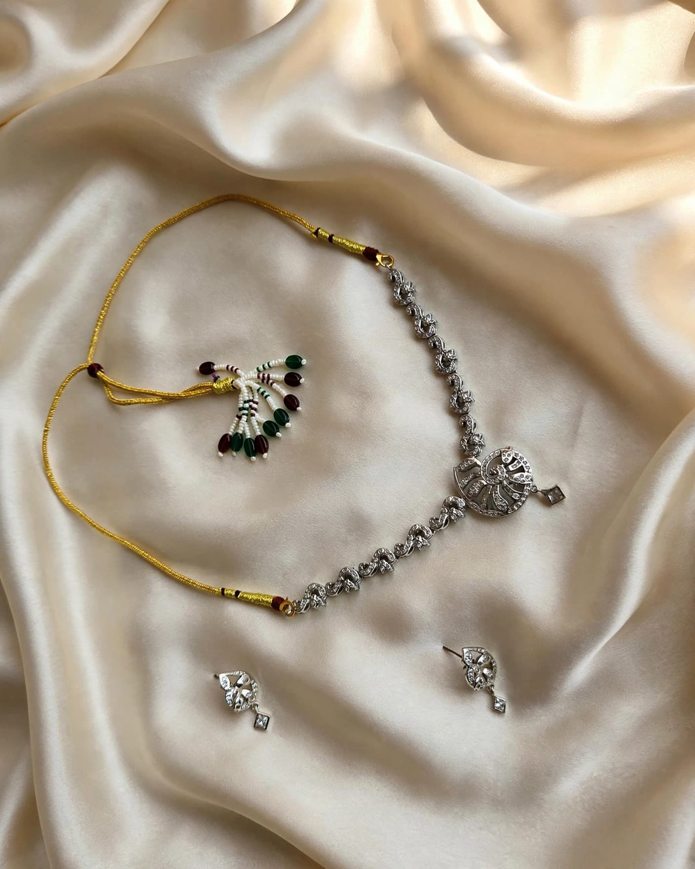 Morni Peacock Dori Necklace Set