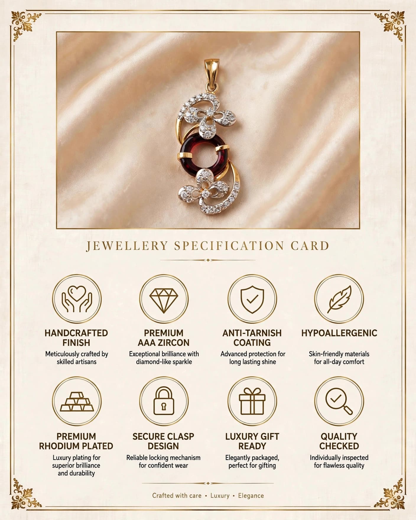 Surkh Ruby-Ring CZ Pendant