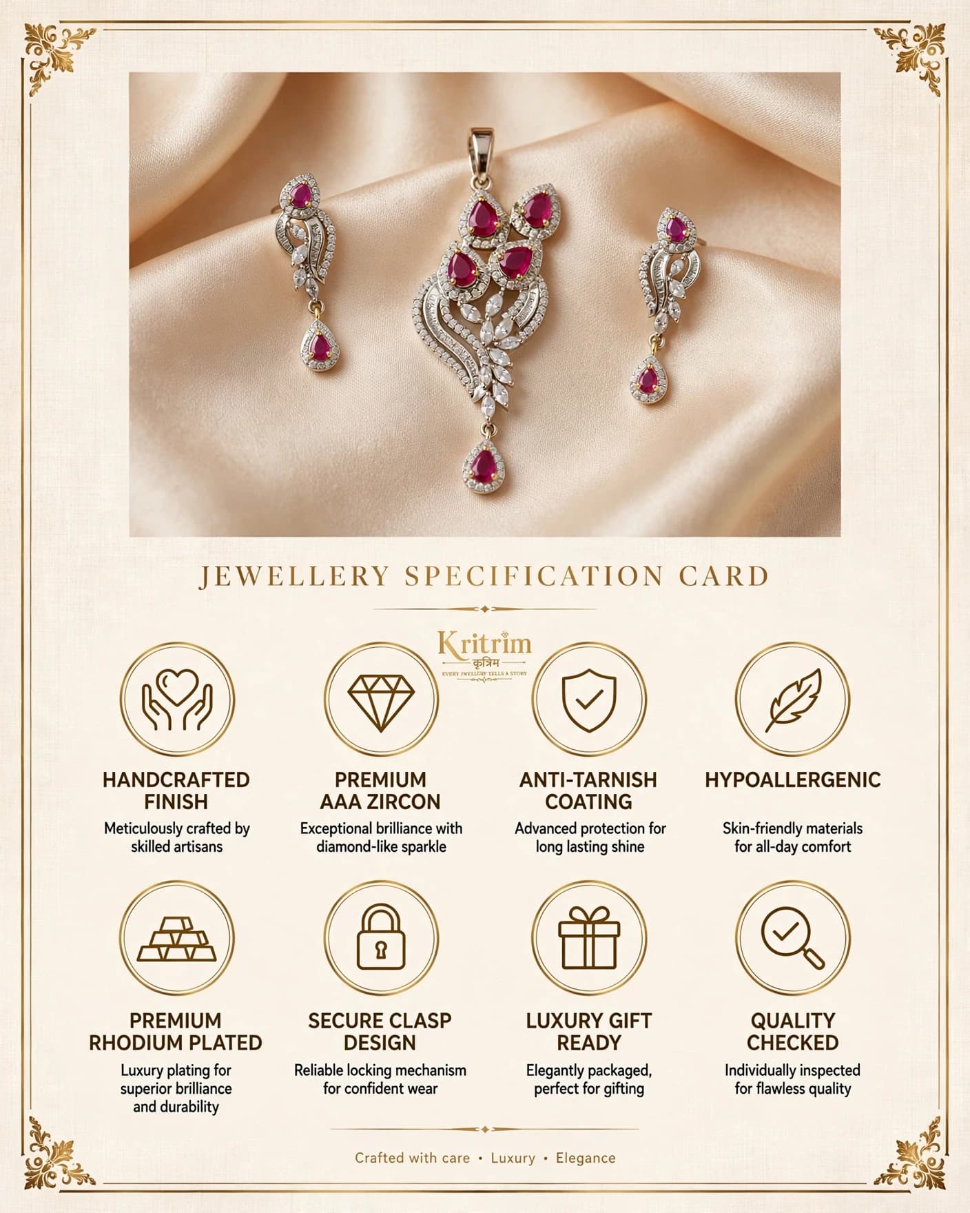 Rubaani Ruby Victorian Pendant Set