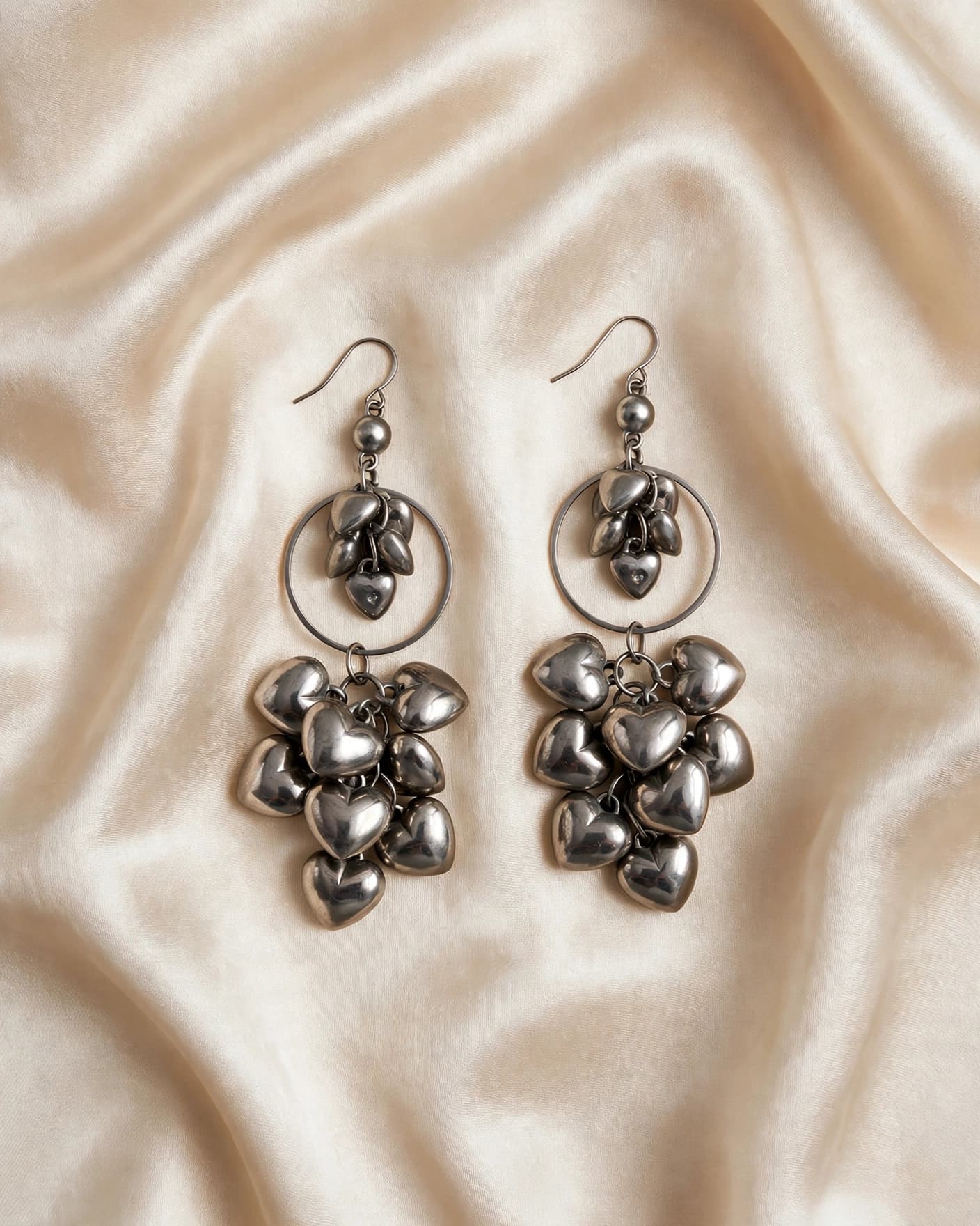 Mohini Oxidised Heart Jhumki