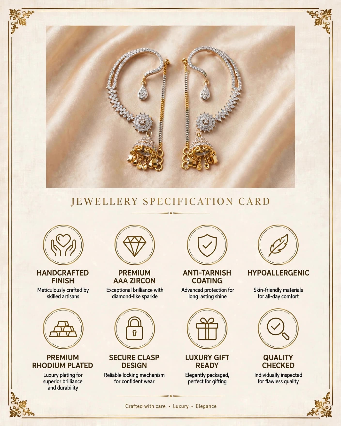 Sahara CZ Ear Cuff Earrings