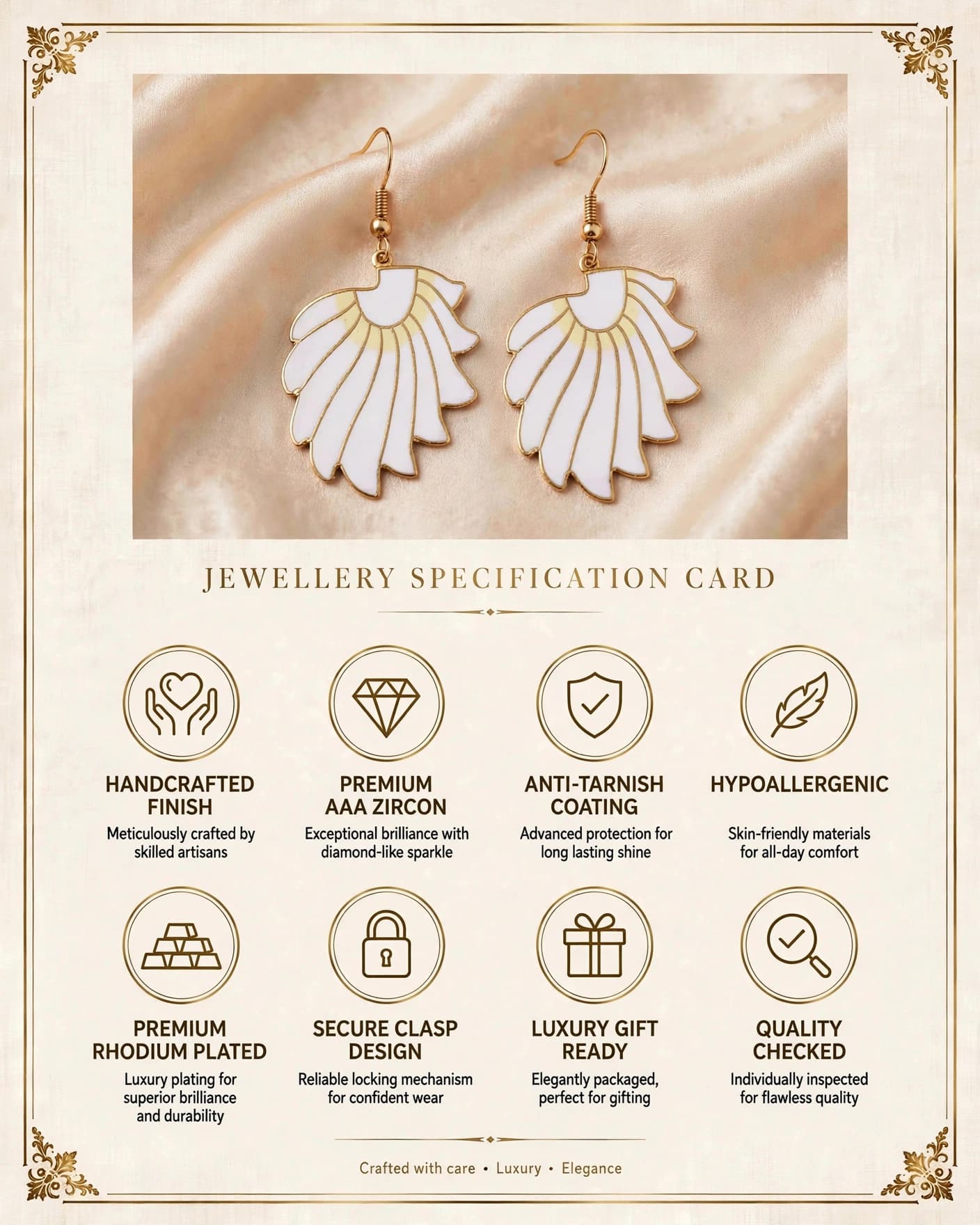 Chandni White Enamel Earrings
