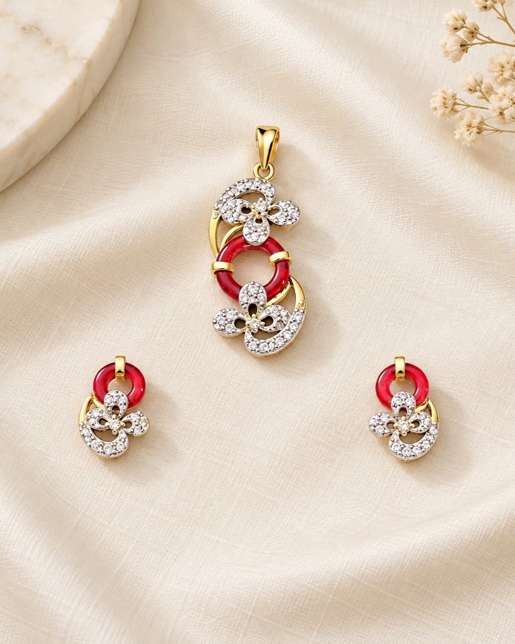Sana Floral Pendant Set